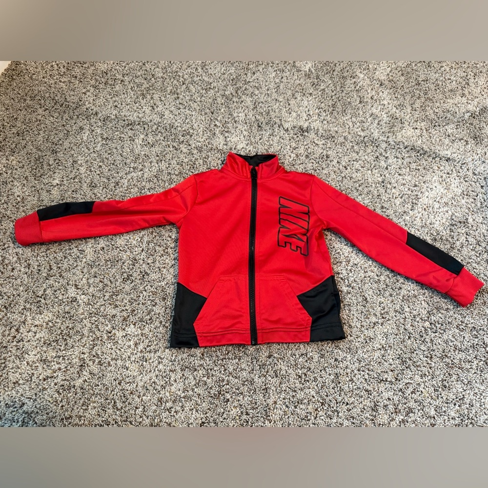 Nike Boys Black & Red Logo Zip Up Jacket - Size 3T